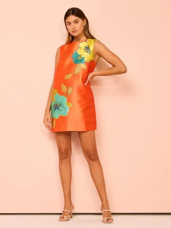 Alemais Piato Mini Dress Marigold Orange Size AU 6 - Image 3