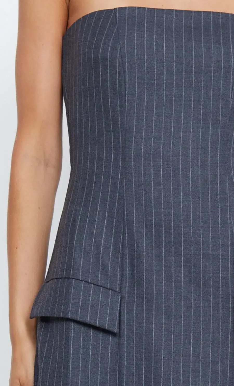 Bec & Bridge Pine Strapless Maxi Dress in Charcoal Pinstripe Size 8 - Image 3