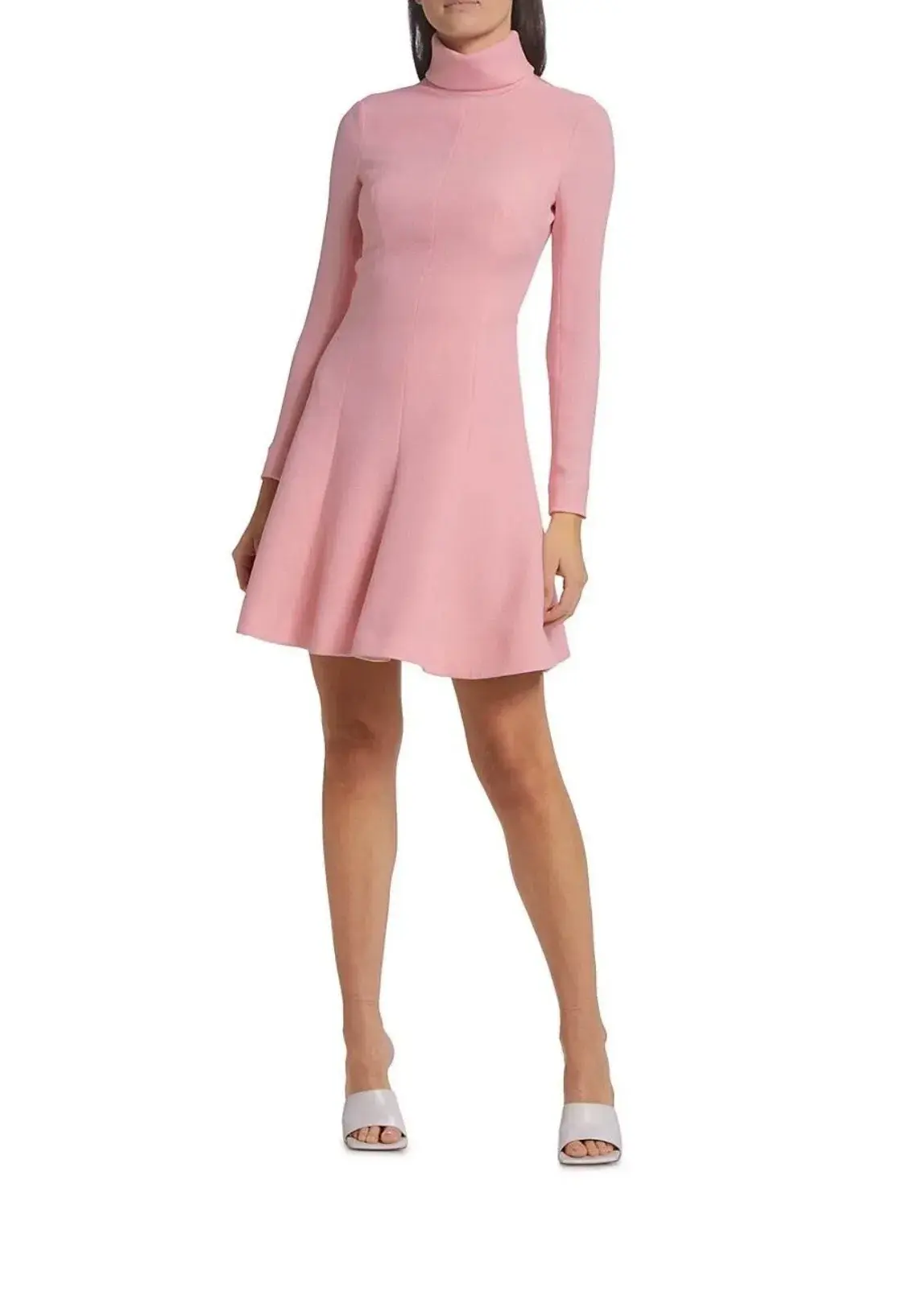 Emilia Wickstead Peony Pink Stella Dress, Size AU 16, Cutout Back Long Sleeve Turtleneck  - Image 1