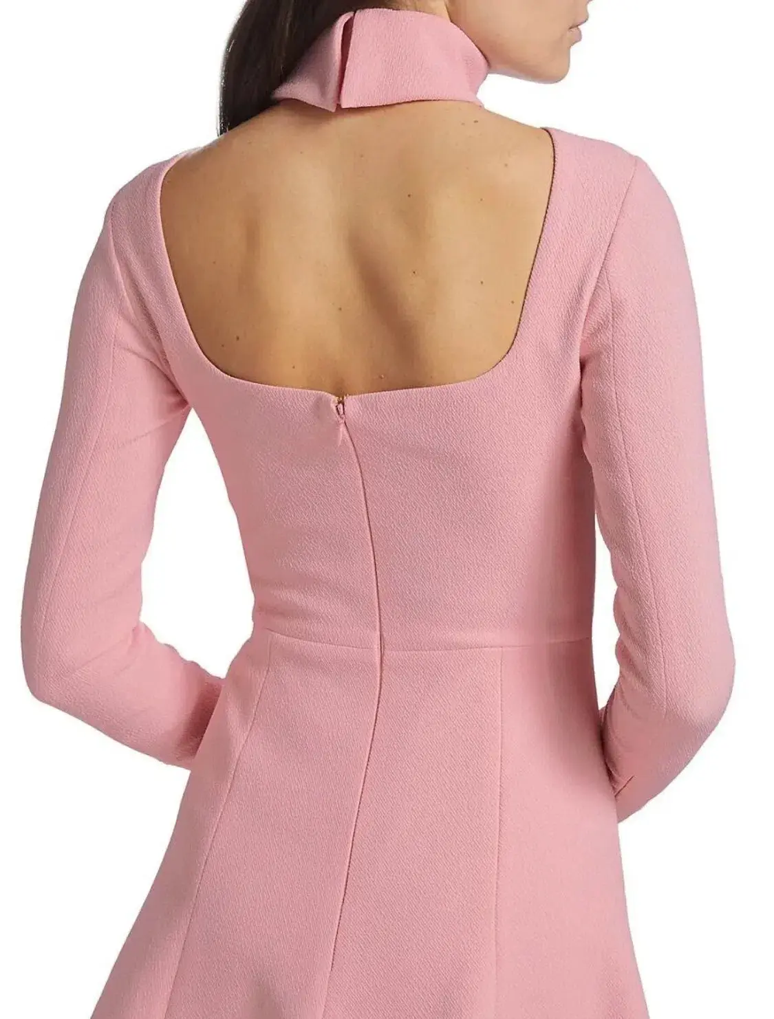 Emilia Wickstead Peony Pink Stella Dress, Size AU 16, Cutout Back Long Sleeve Turtleneck  - Image 2