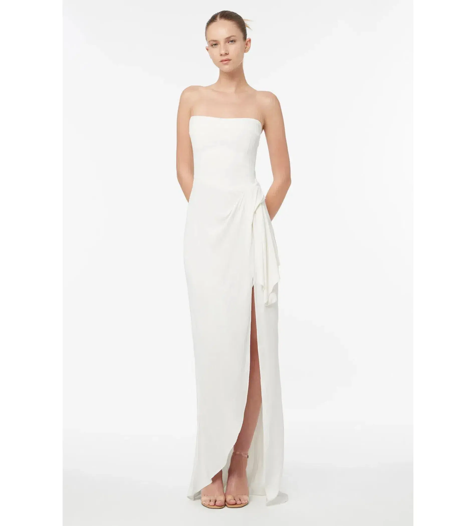 Manning Cartell Asymmetrical Games Strapless Gown White Size 12 - Image 1