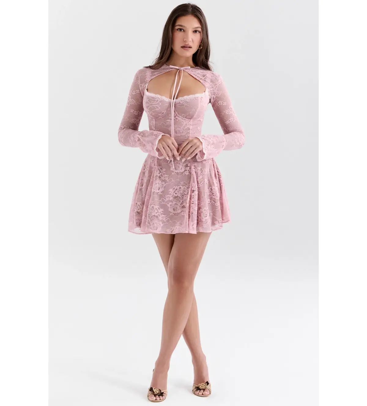 House Of Cb Alice Lace Mini Dress Pink Size 6  - Image 1
