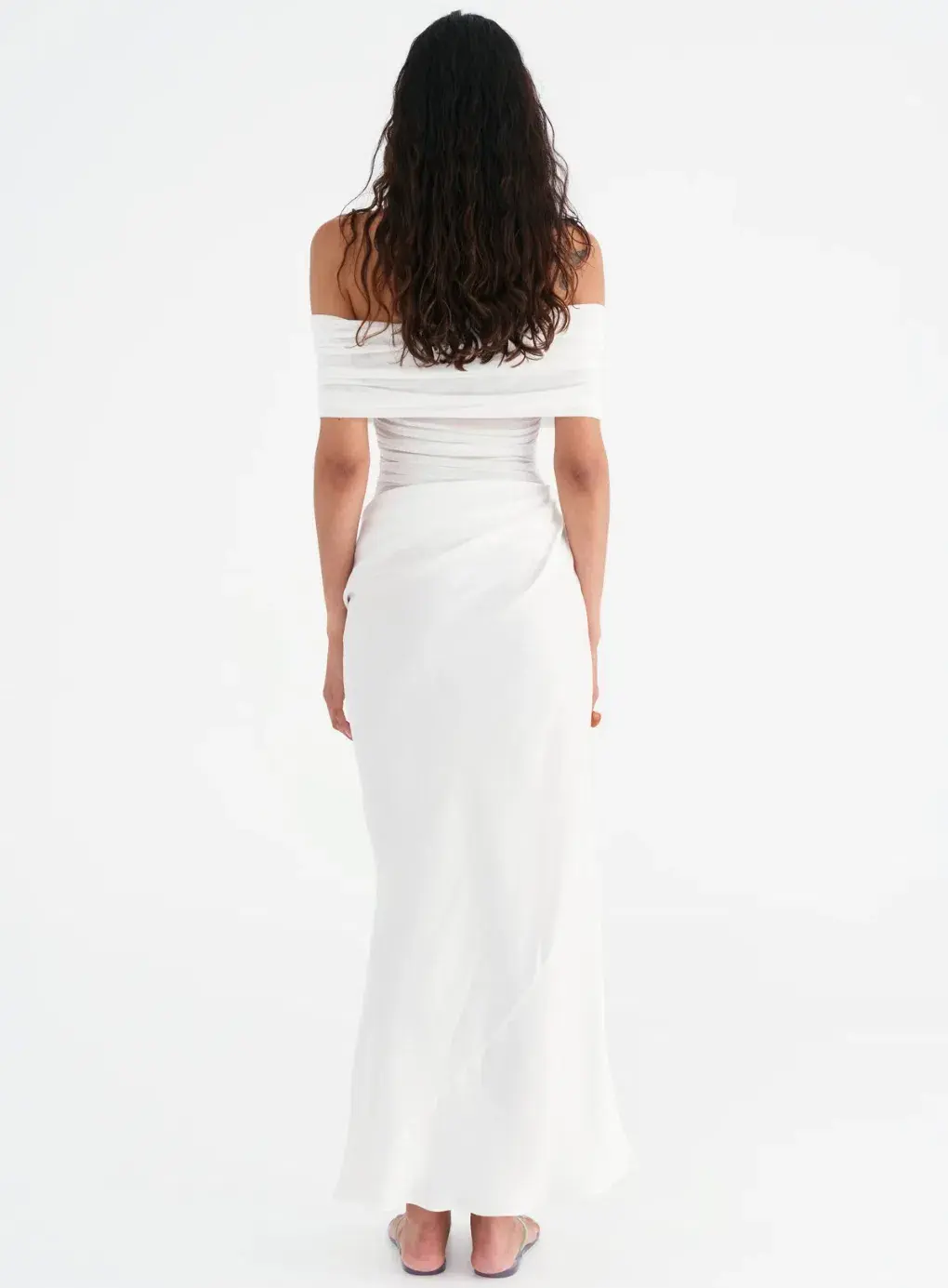 BENNI Nico Off Shoulder Maxi Dress Whie Size 8  - Image 2