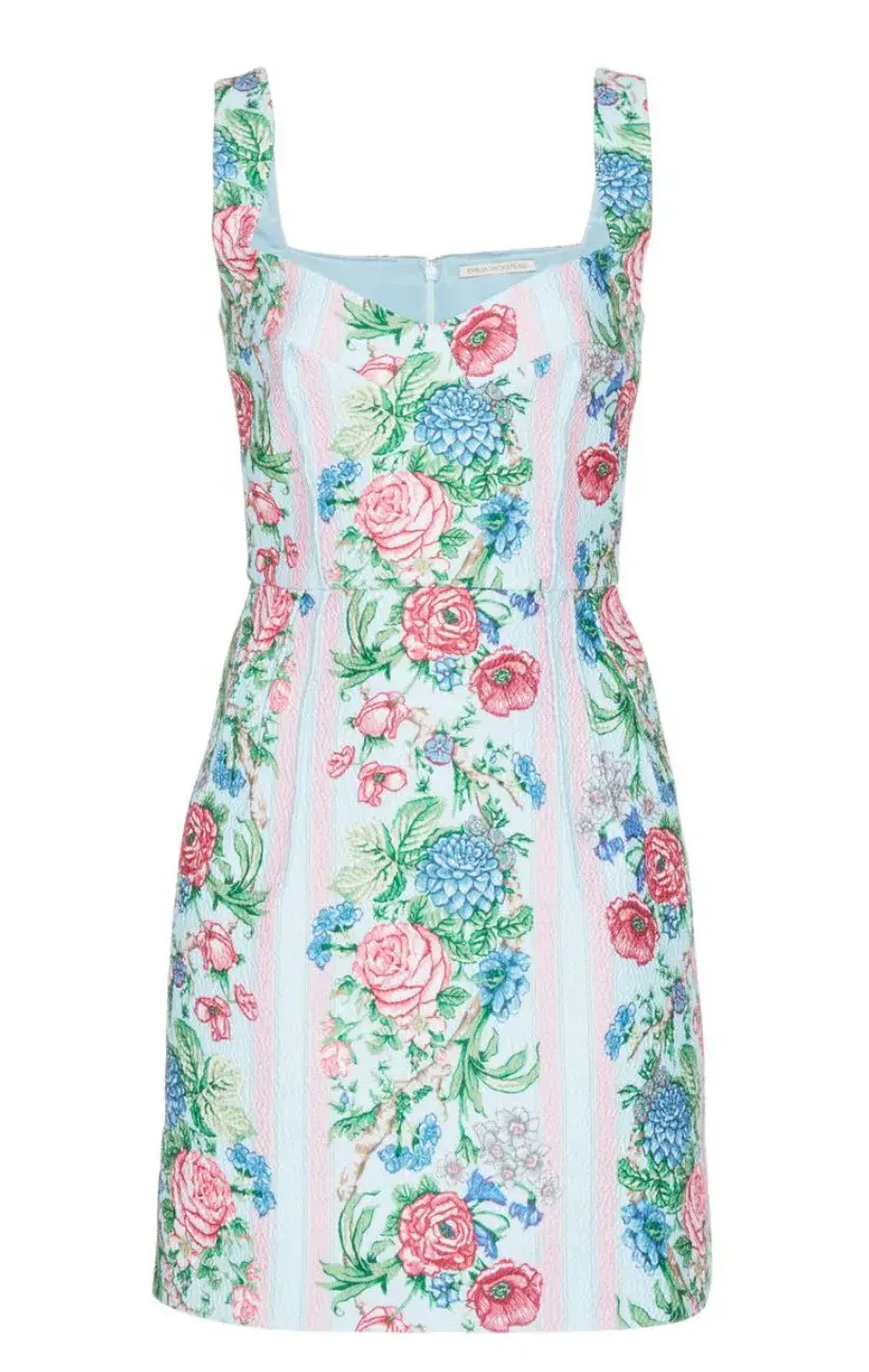 Emilia Wickstead Floral Mini Dress Judith Blue / Pink Print Size AU 14 - Image 4
