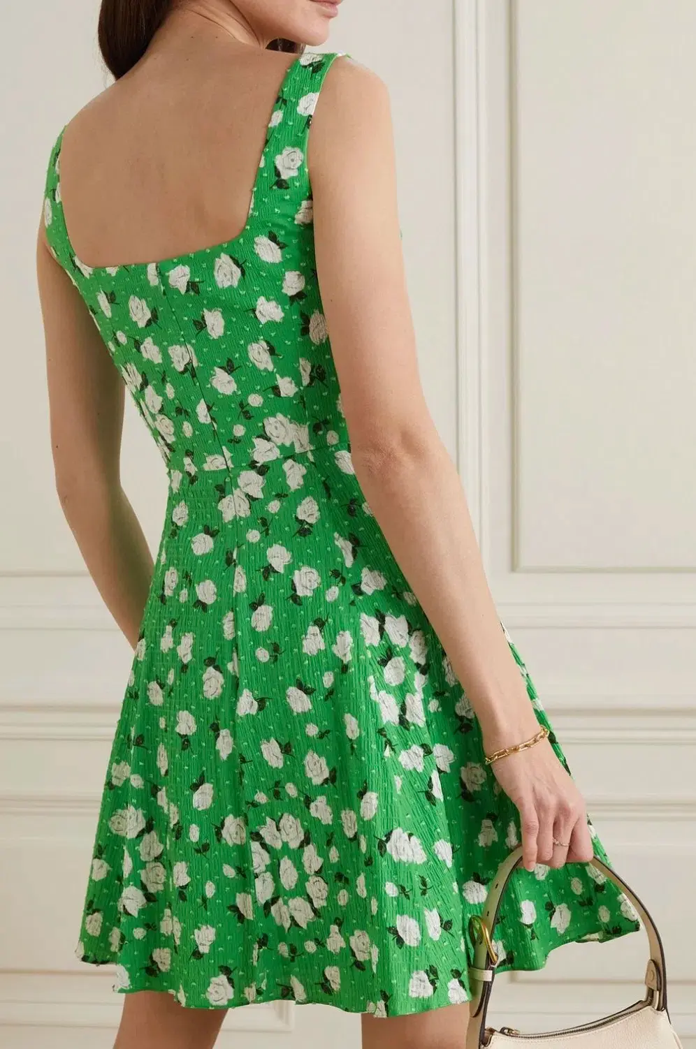 Emilia Wickstead Panna Floral Print Dress Green & White Stretch Cotton Size AU 4 - Image 2