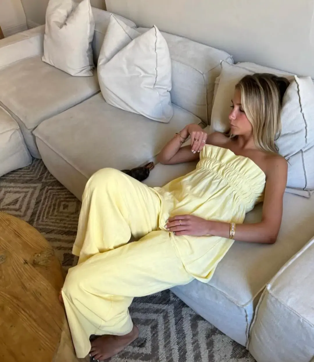 The Waiting Room The Greta Top and Greta Pants Set In Butter Yellow Size S/Au 8 for rent on The Volte - main image