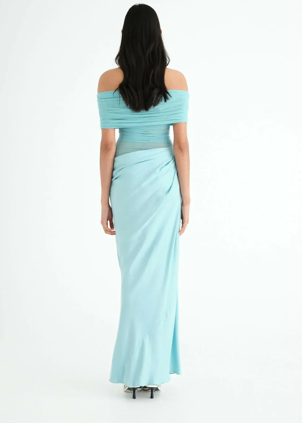 BENNI Nico Off Shoulder Maxi Dress Aquamarine Size 6  - Image 3