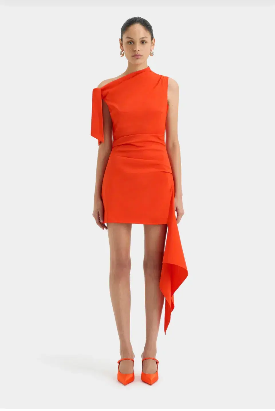 SIR THE LABEL DAHLIA MINI DRESS IN TANGERINE SIZE 3/AU 12 - Image 1