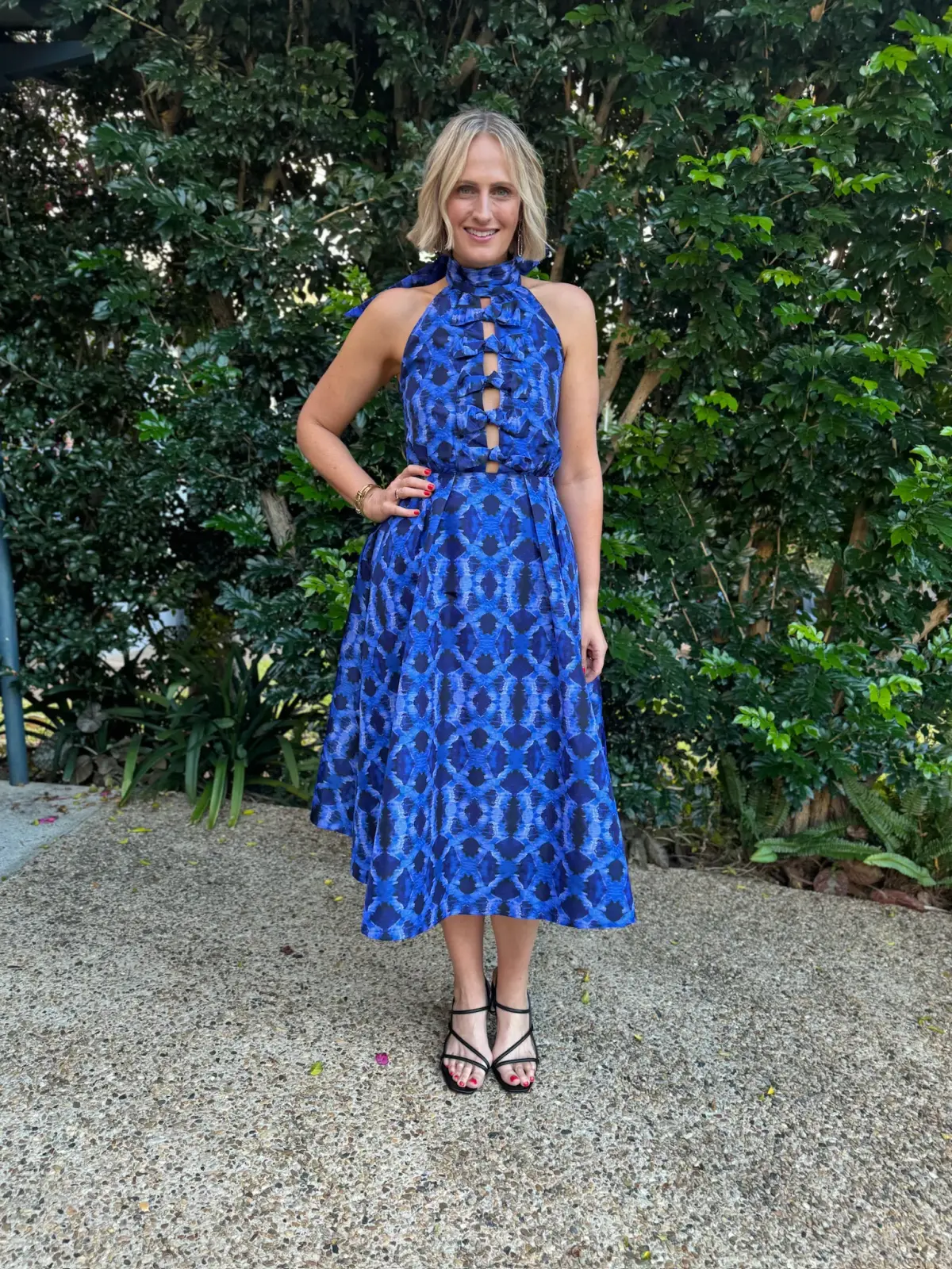 Rebecca Vallance Shiloh Halter Midi Dress  Blue Size 12 - Image 4