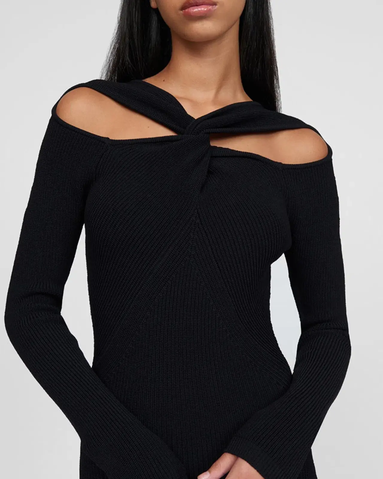 By Johnny Cable Twist Knit Dress in Black Size 8  - Image 2