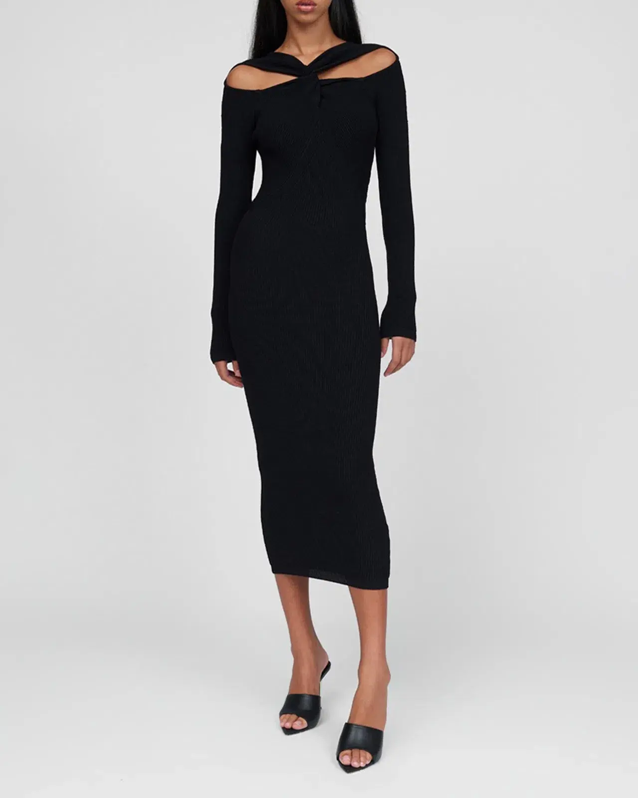 By Johnny Cable Twist Knit Dress in Black Size 8  - Image 1