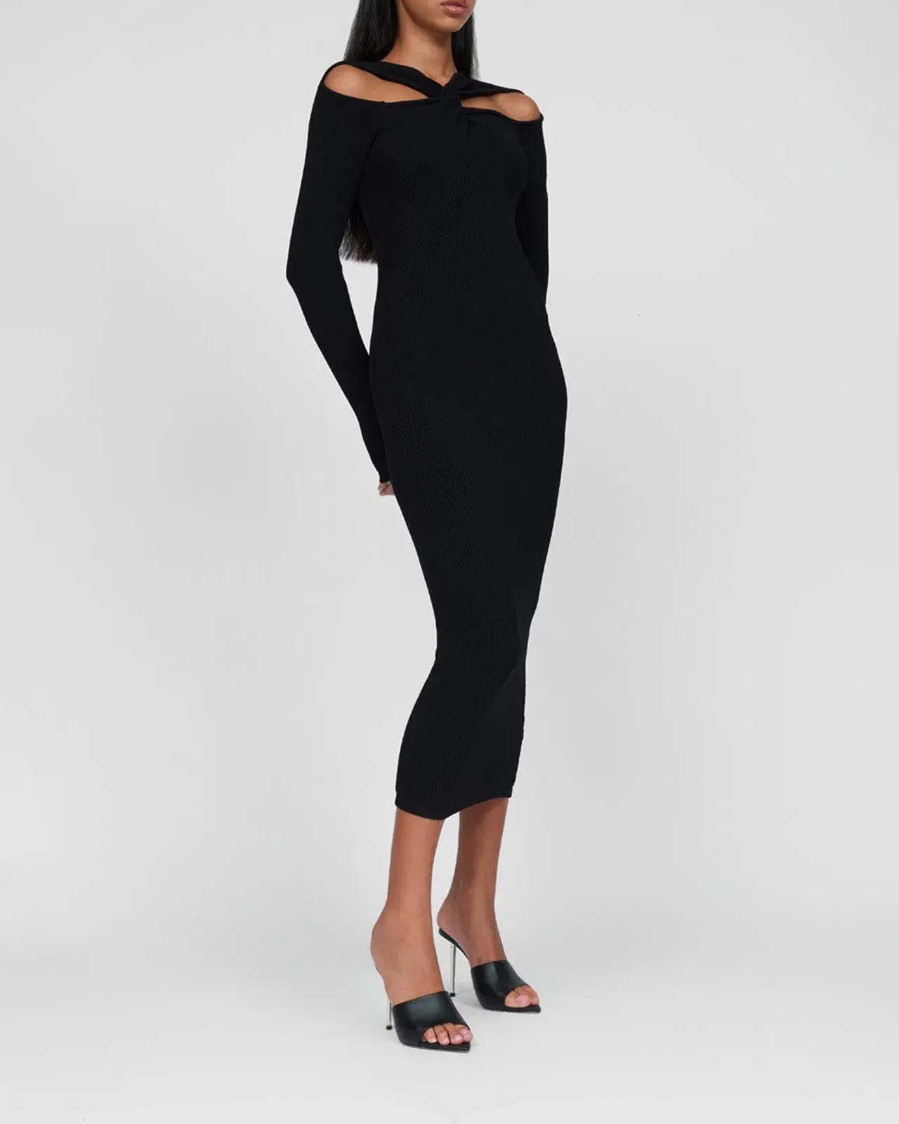 By Johnny Cable Twist Knit Dress in Black Size 8  - Image 4