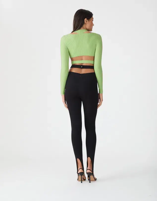 San Sloane Richards Rib Knit Top in Green Size 8 - Image 3