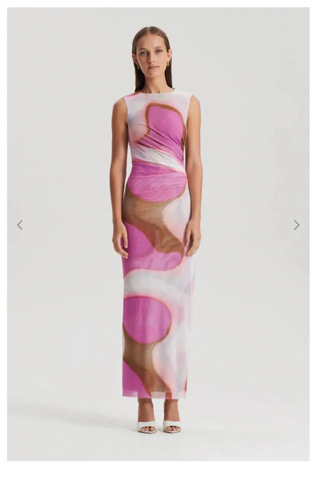 Scanlan Theodore Italian Watercolour Print Dress Pink Tan Size 6 - Image 1