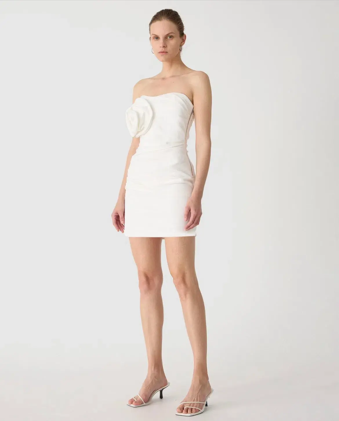 Misha Mercedes Rosette Cotton Sateen Mini Dress White Size S/Au 8 - Image 2