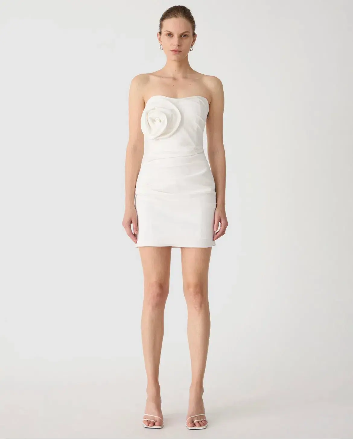 Misha Mercedes Rosette Cotton Sateen Mini Dress White Size S/Au 8 - Image 1