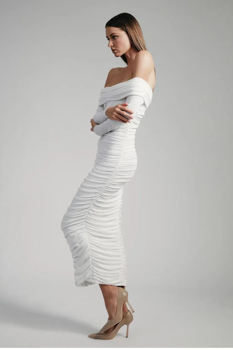 Bardot Arkie Knit Maxi Dress Ivory Size AU 8 - Image 1