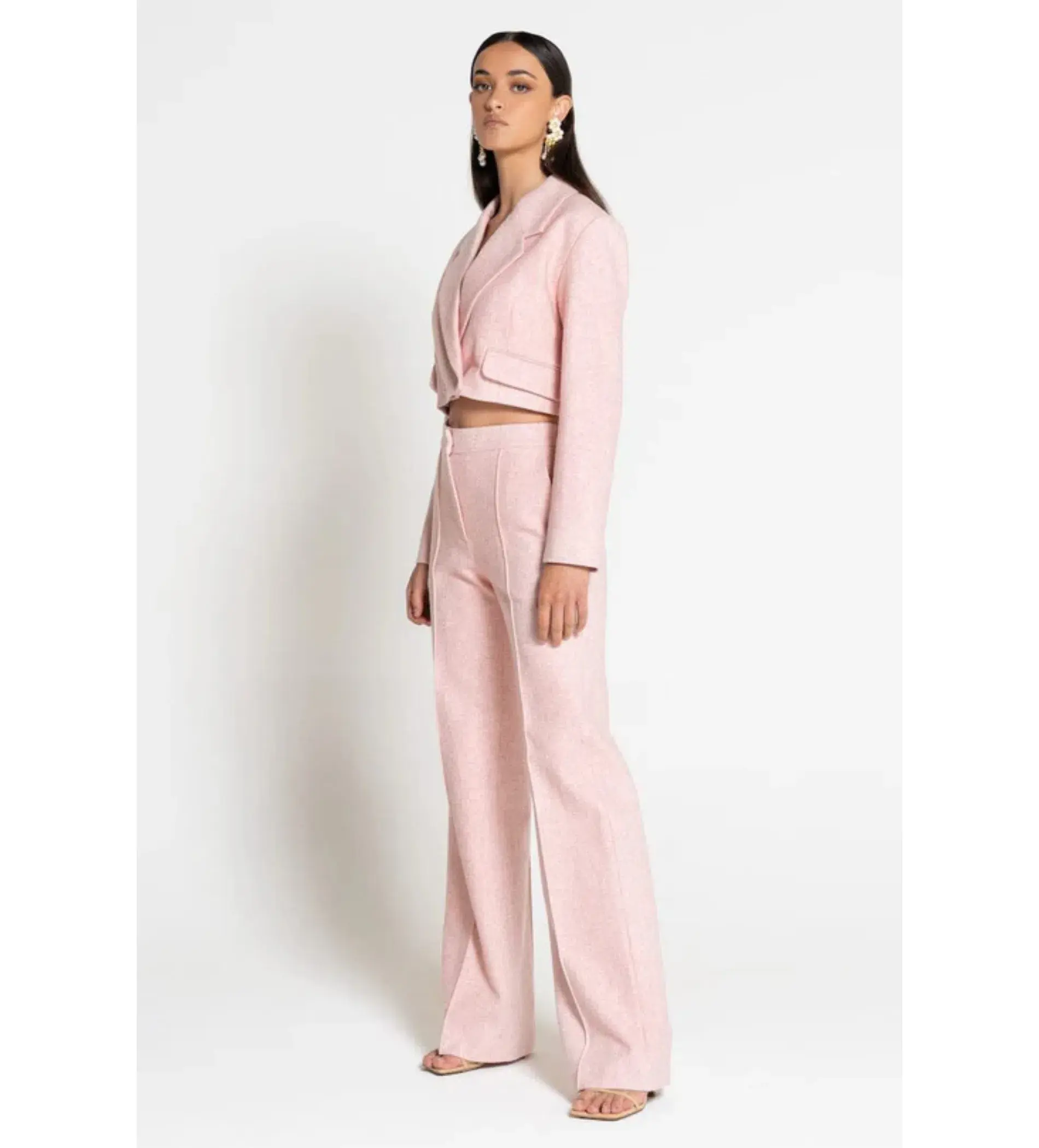 Sofia The Label Farrah Straight Leg Pants and Cropped Blazer Pink Set Size AU 14 - Image 2