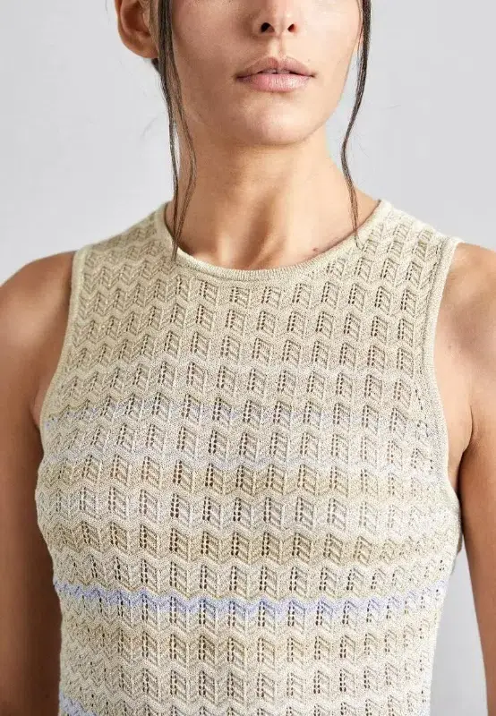 Sandro Pointelle Knit Dress in Blue Ombre Size AU 8 - Image 2