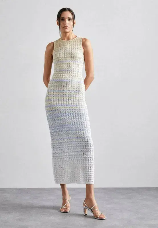 Sandro Pointelle Knit Dress in Blue Ombre Size AU 8 - Image 1