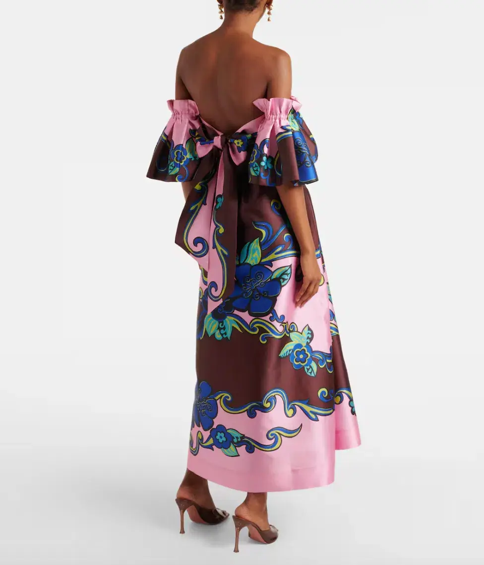 Alémais Azalea Off-shoulder Satin Midi Dress Floral Size AU 16 - Image 6