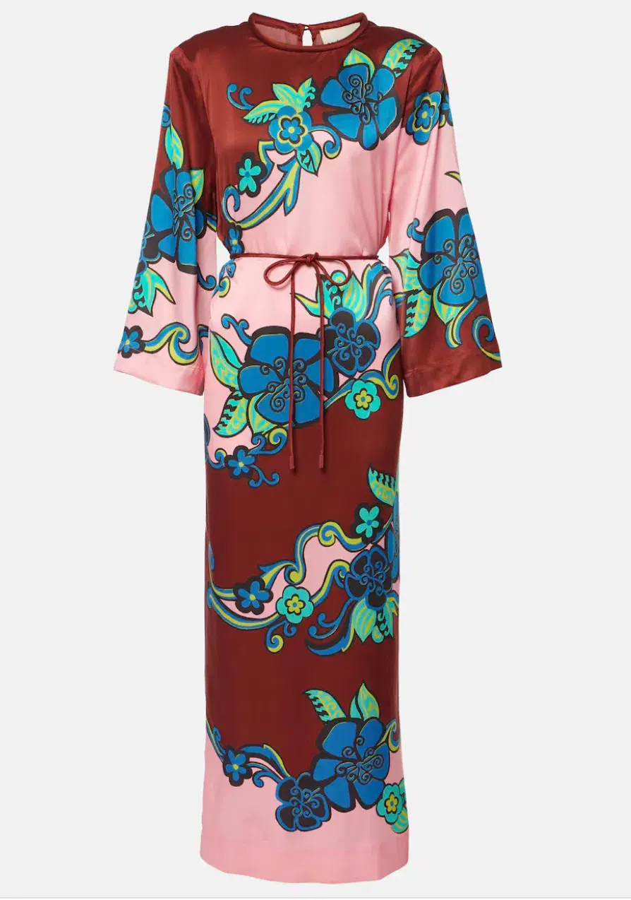 Alémais Azalea Silk Midi Dress Pink Floral Size AU 14 for rent on The Volte - main image