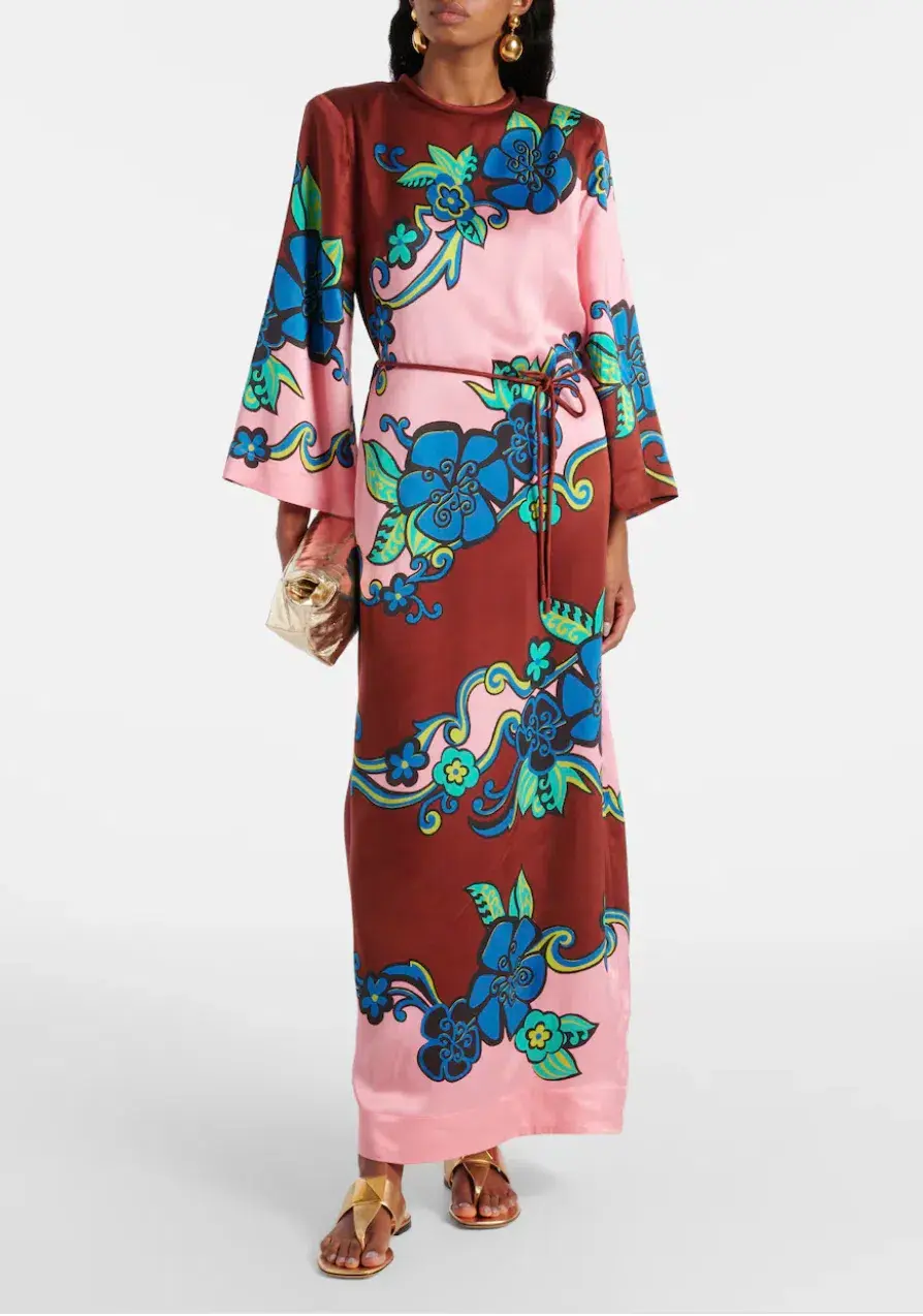 Alémais Azalea Exclusive Silk Midi Dress Pink Floral Size AU 16 - Image 1