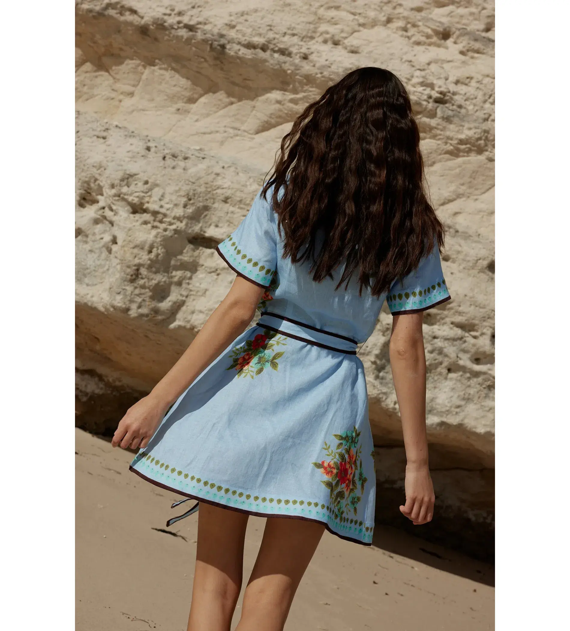 Aston Studio Nami Dress In Pool Blue Bouquet Size AU 12 - Image 4