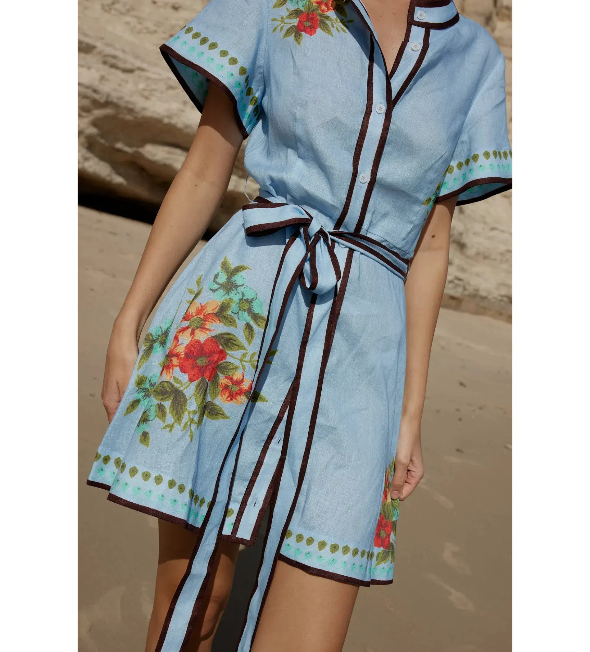 Aston Studio Nami Dress In Pool Blue Bouquet Size AU 12 - Image 3