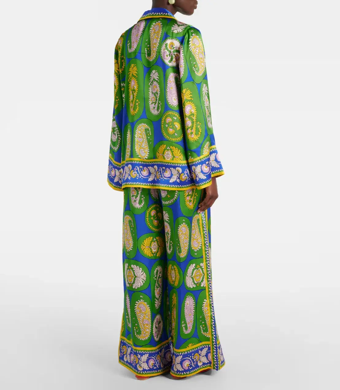 Alémais Gina Silk Satin Shirt and Wide Leg Pant Set Print Size AU 16 - Image 2