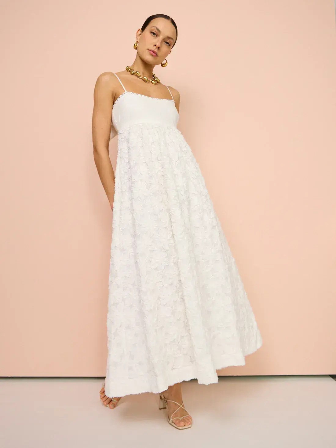 Alemais Iggy Embroidered Midi Dress White Size AU 8 - Image 2