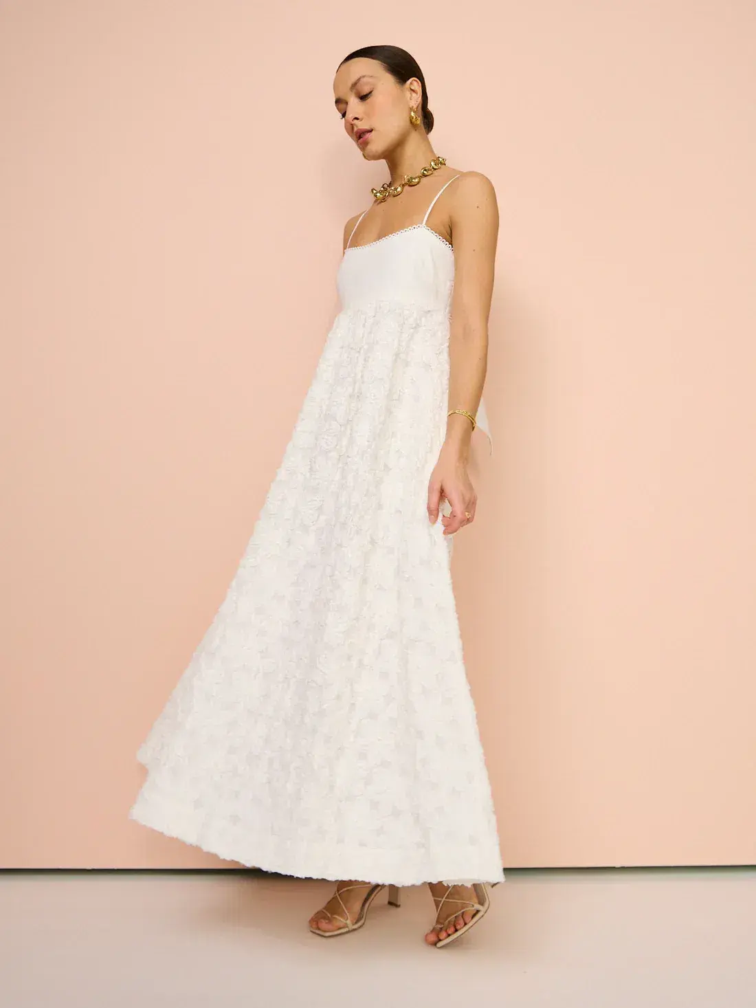 Alemais Iggy Embroidered Midi Dress White Size AU 8 - Image 1