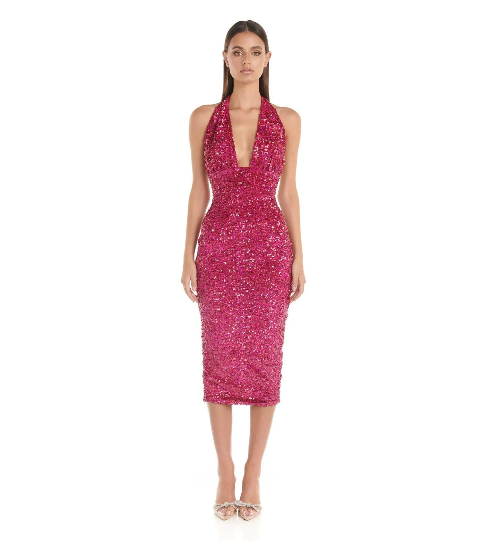 Eliya The Label  Emilee Dress Pink Sequin Size XL / AU 14 - Image 1