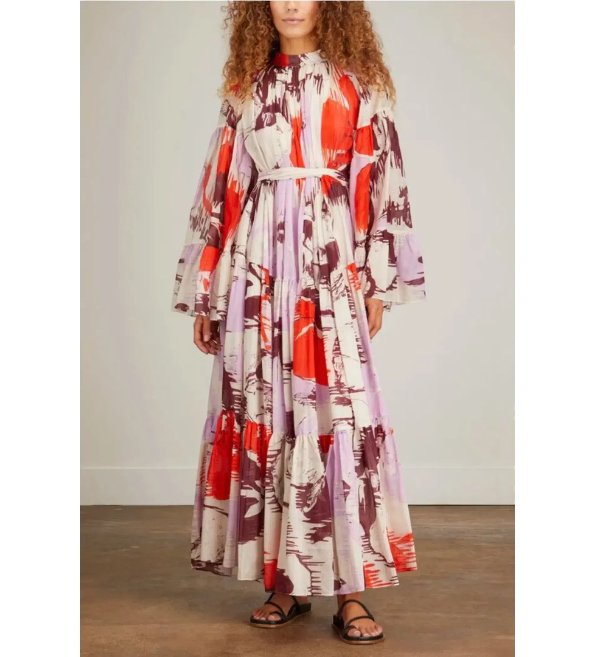 Lee Mathews Audrey Drawstring Maxi Dress Multi Size 4 / AU 14 - Image 3