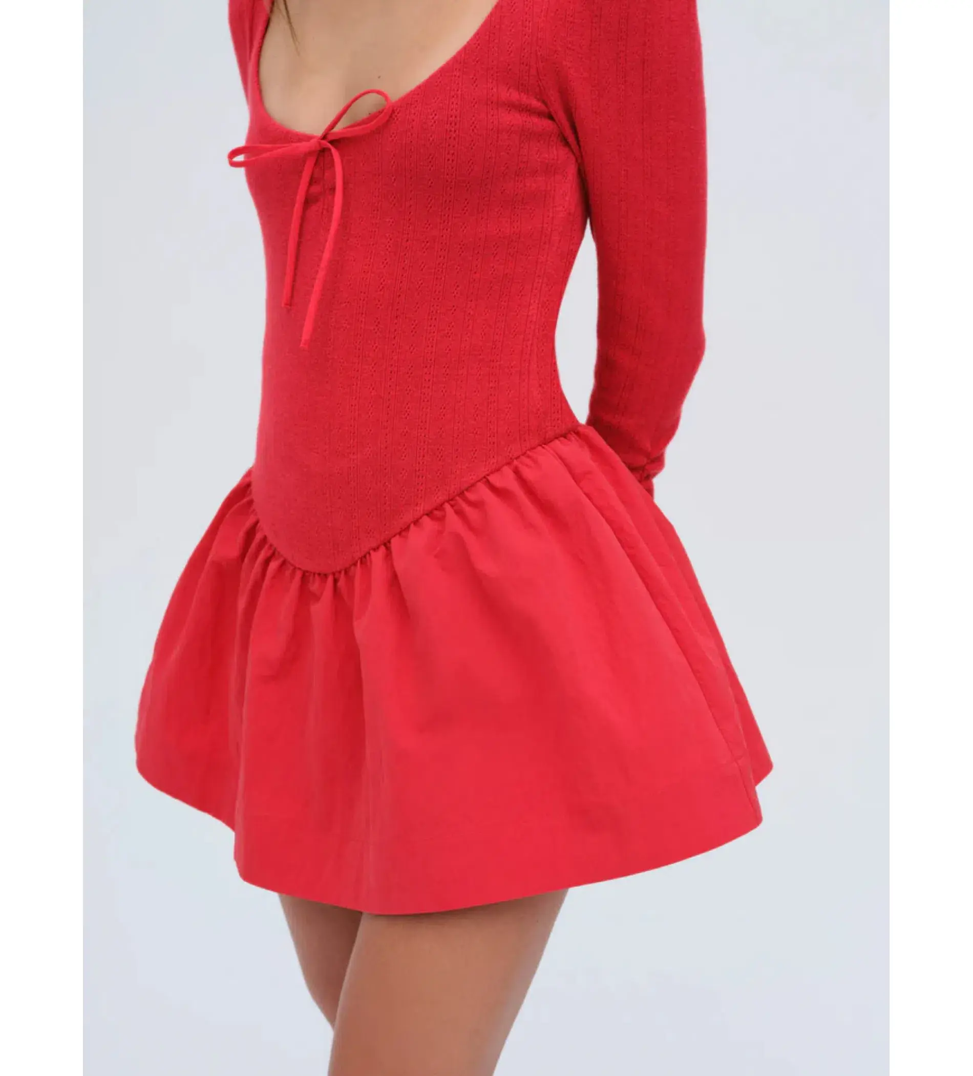 For Love and Lemons Pointelle Mini Dress Red Size S / AU 8  - Image 2