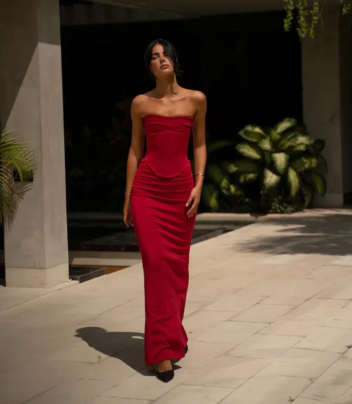 HNTR the Label Louie Fitted Corset Strapless Gown Red Wine Size S / AU 8 - Image 1