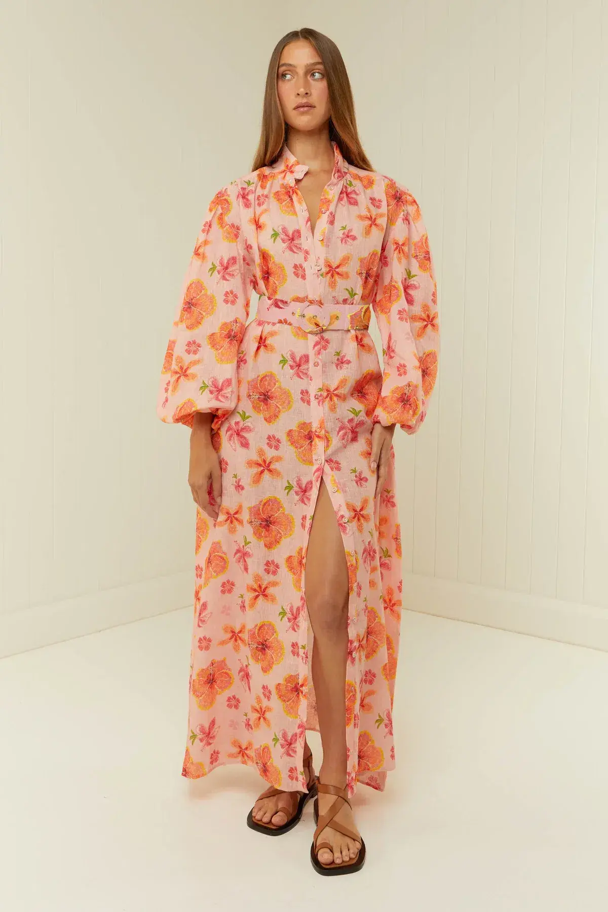 Palm Noosa Noddy Spanish Hibiscus Linen Maxi Dress Floral Size 12 - Image 2