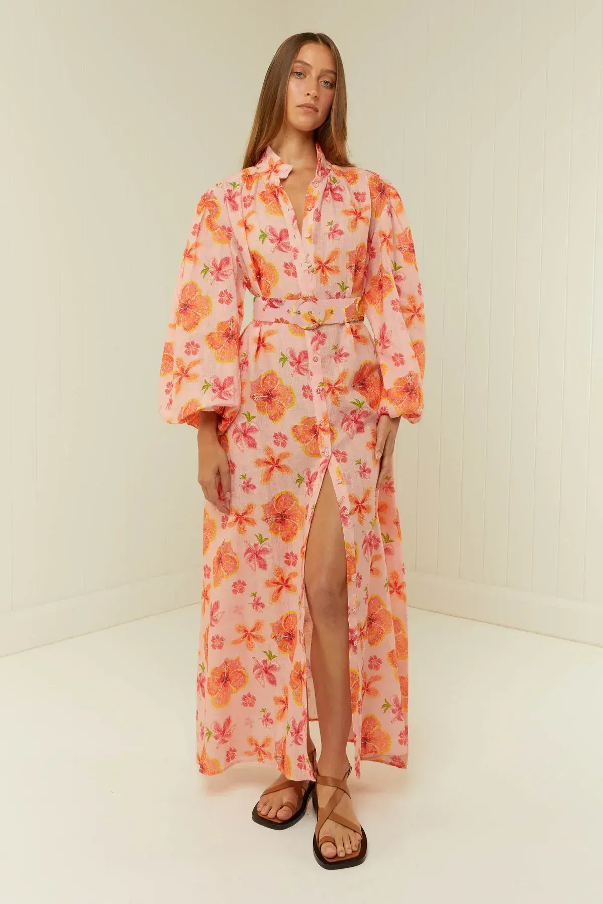 Palm Noosa Noddy Spanish Hibiscus Linen Maxi Dress Floral Size 12 - Image 1