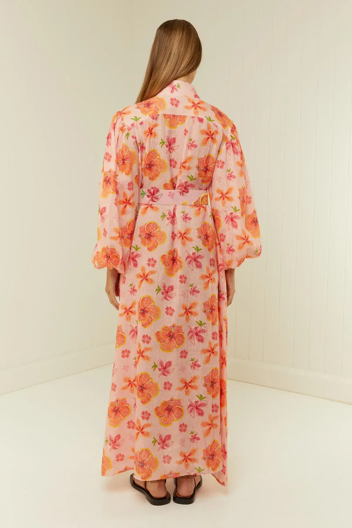 Palm Noosa Noddy Spanish Hibiscus Linen Maxi Dress Floral Size 12 - Image 3
