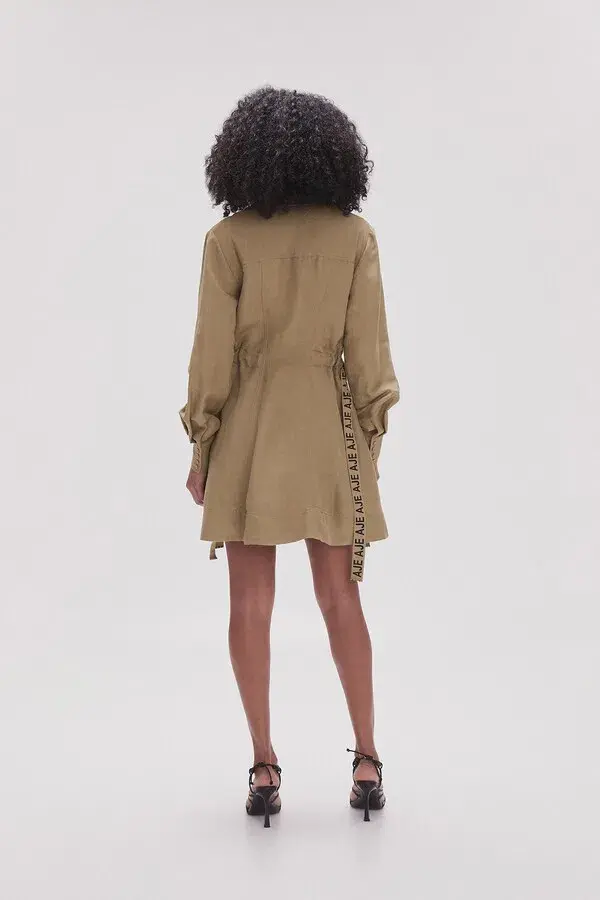 Aje Eternal Logo Mini Dress Desert Khaki Size 4 - Image 3