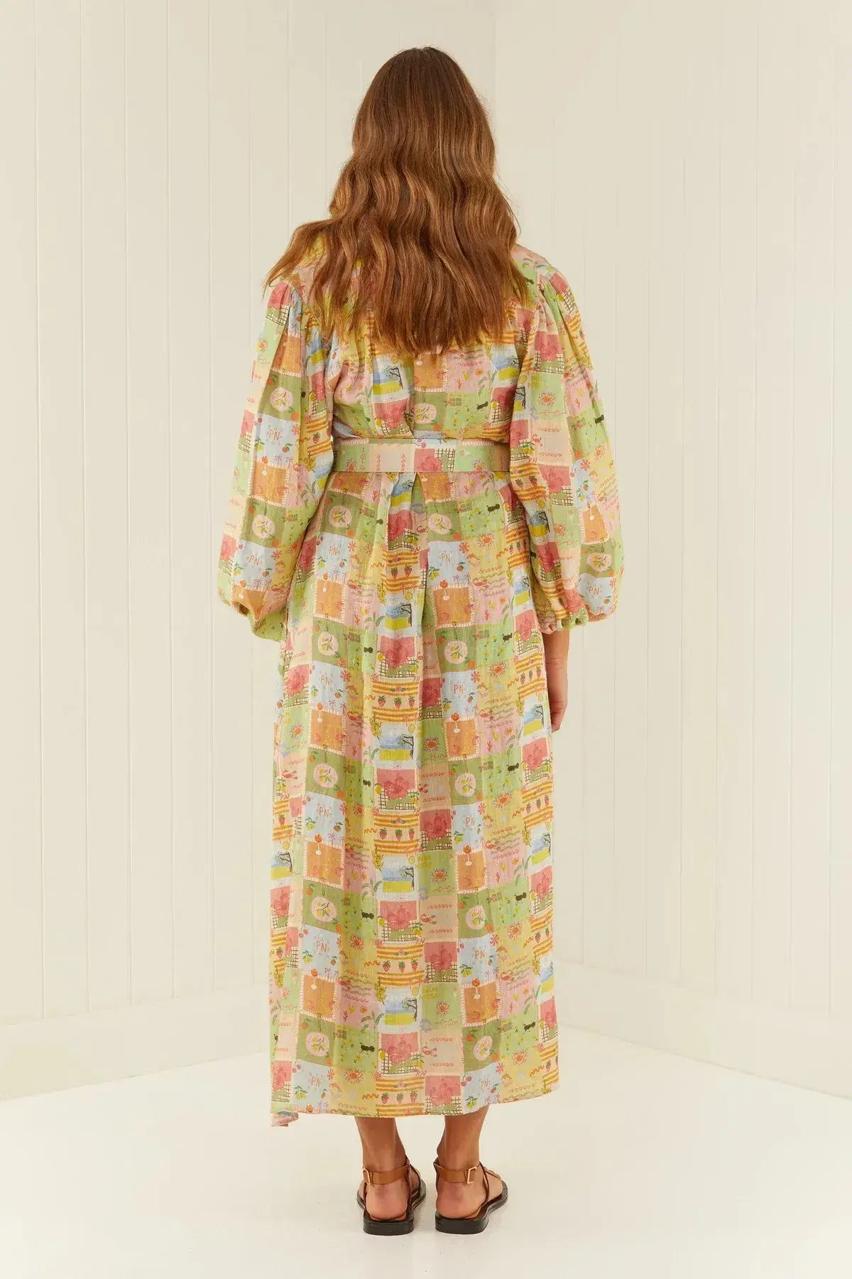Palm Noosa Noddy Noosa Tiles Linen Maxi Dress Multi Size 12 - Image 3