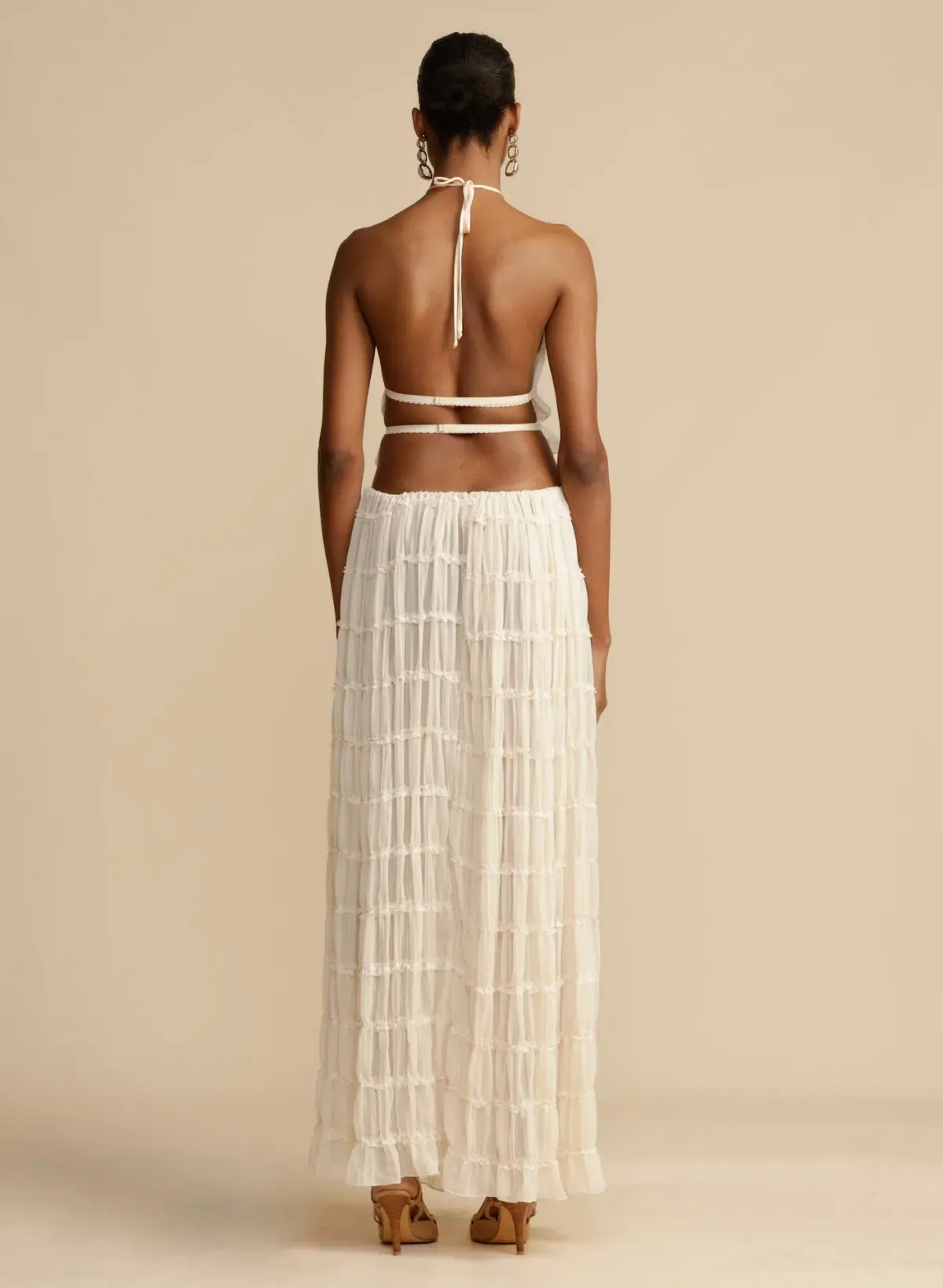 Arcina Ori Juliette Halter Top & Maxi Skirt Set Warm Cream Size S / AU 8 - Image 3