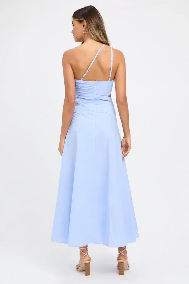 Kookai Poplin One Shoulder Dress Serenity Blue Size 8 AU - Image 2