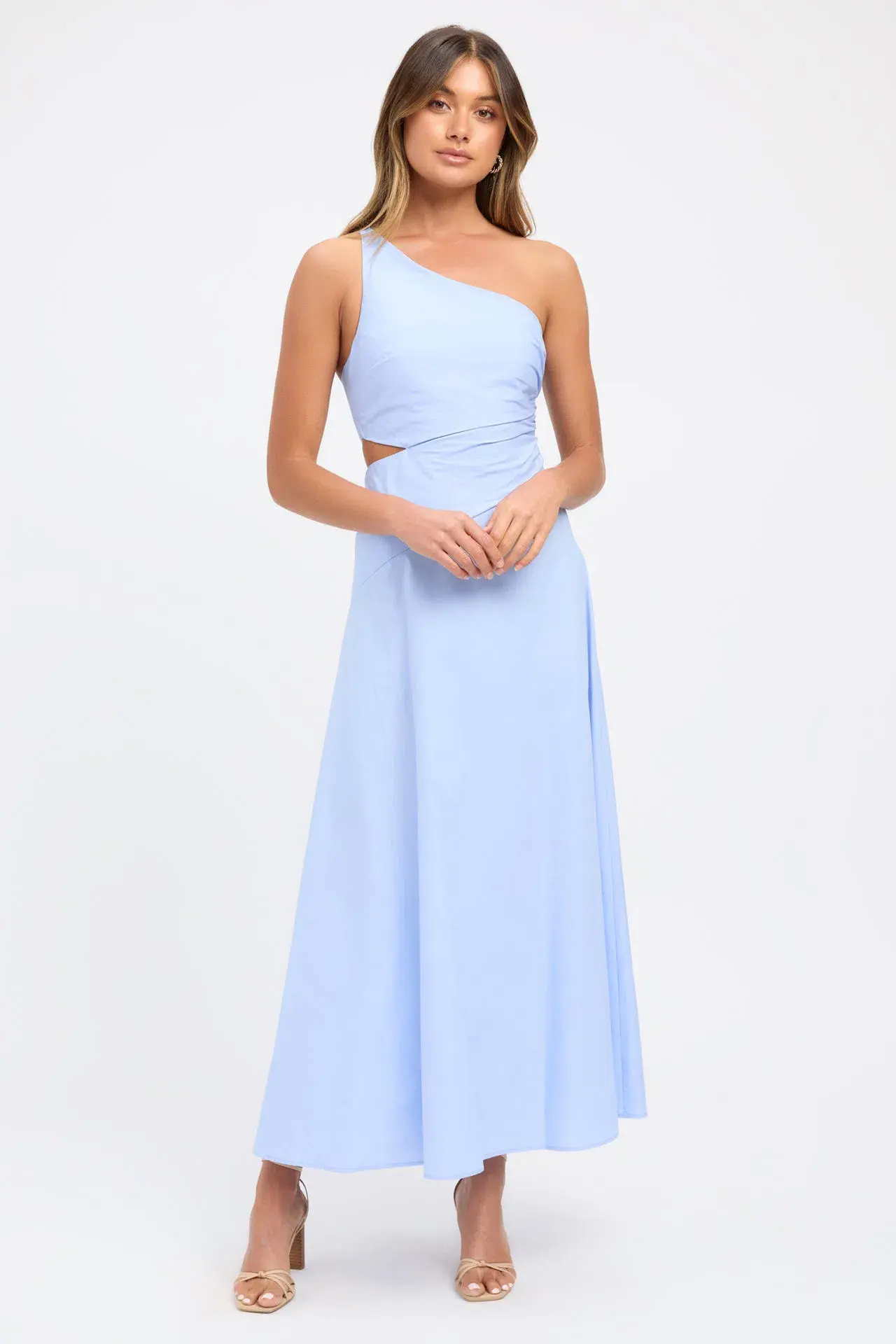 Kookai Poplin One Shoulder Dress Serenity Blue Size 8 AU - Image 1