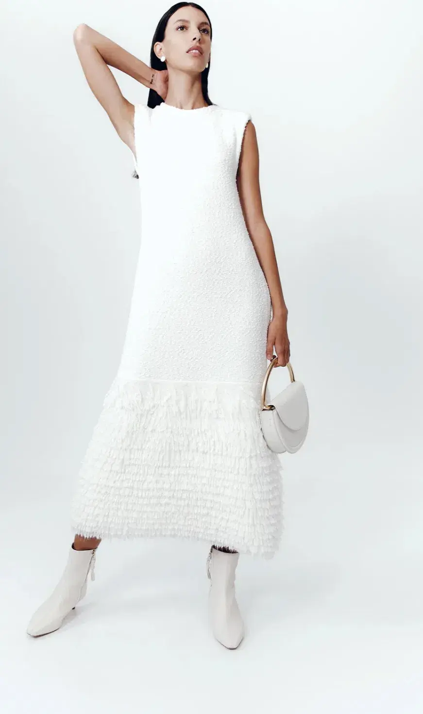 Aje Dimension Knit Midi Dress Ivory Size XS / AU 6 - Image 6