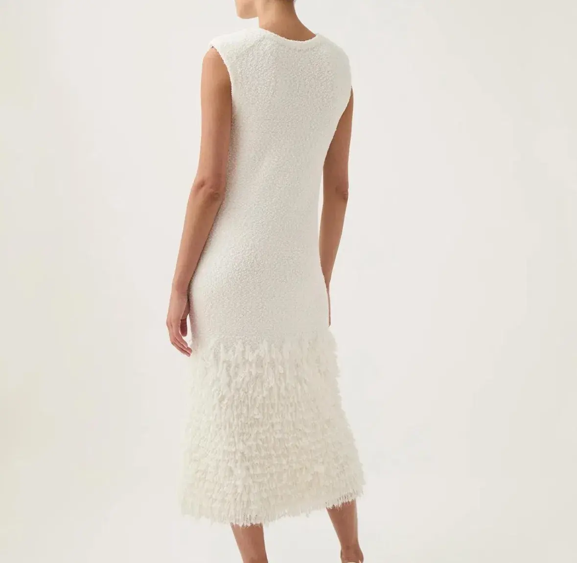 Aje Dimension Knit Midi Dress Ivory Size XS / AU 6 - Image 3