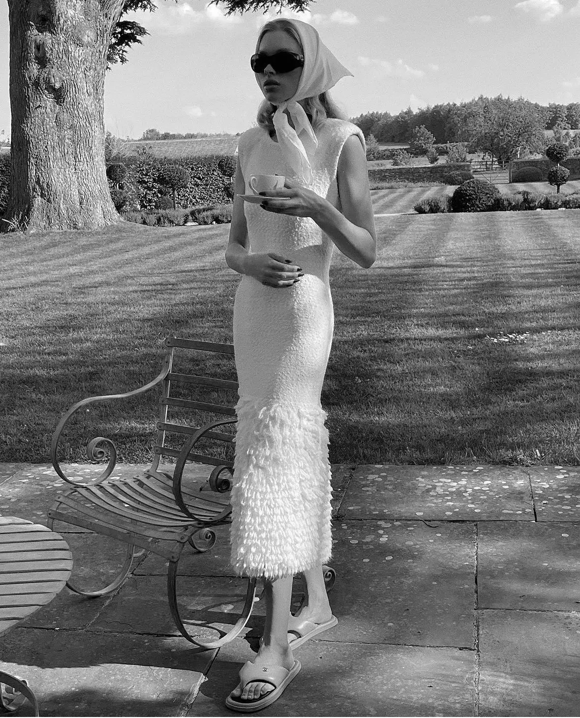 Aje Dimension Knit Midi Dress Ivory Size XS / AU 6 - Image 7