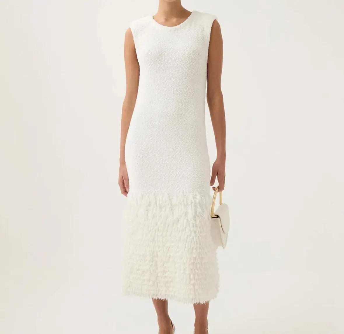 Aje Dimension Knit Midi Dress Ivory Size XS / AU 6 - Image 2