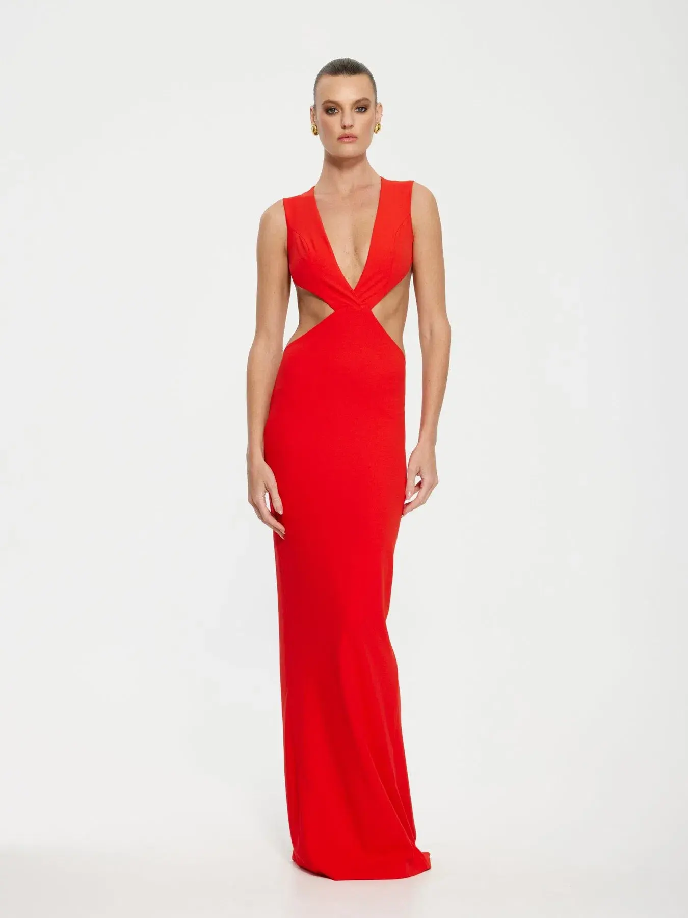Effie Kats Valencia Gown Cherry Red Size 8 - Image 1