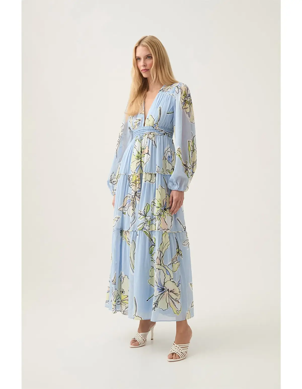 Aje Romantica Voile Maxi Dress Blue Hibiscus Size S / AU 8 - Image 5